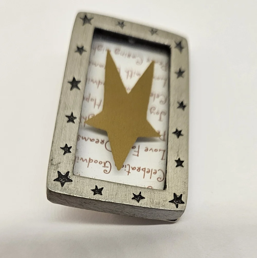 Hallmark Shadow Box Pendant Brooch Pin Star Inspirational Words Peace Faith Love